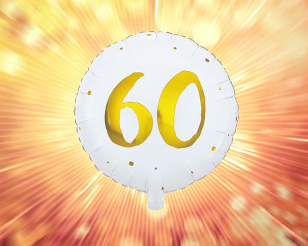 Ballong 60 år Vit/Guld Folie 46 cm