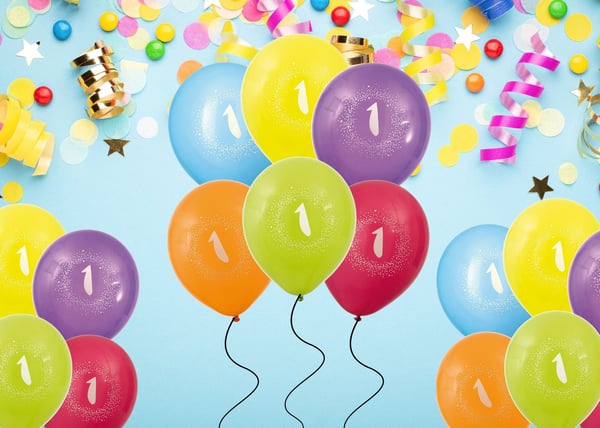 Ballong Födelsedag 1 år 6-pack Latex Mixade
