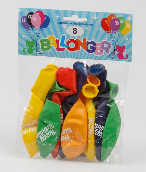 Ballong Happy Birthday 8-pack Latex Mixade