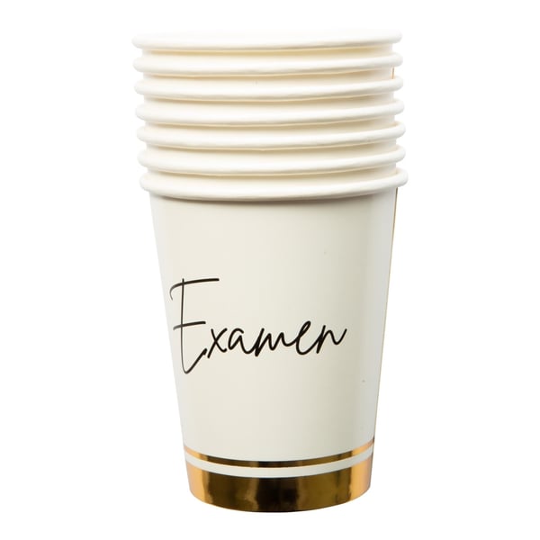 Mugg Examen Vit/Guld 8-pack