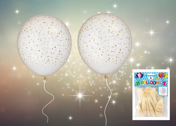Ballong Stjärnor 6-pack 30 cm Latex