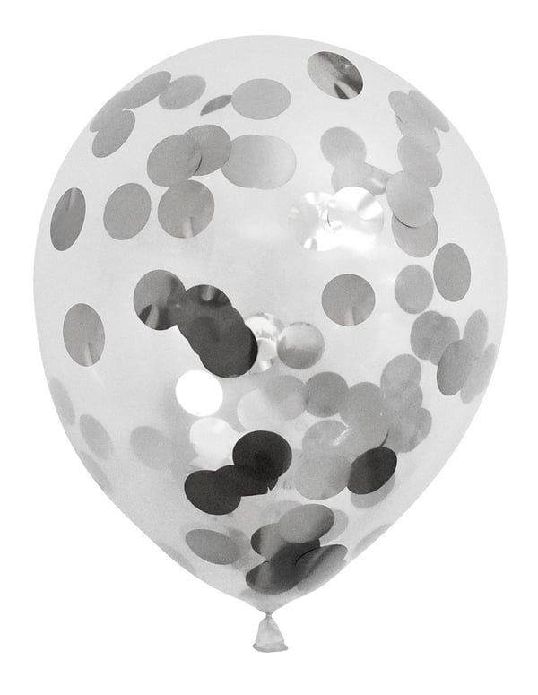 Ballong Konfetti Prickar Silver 6-pack 30 cm Latex