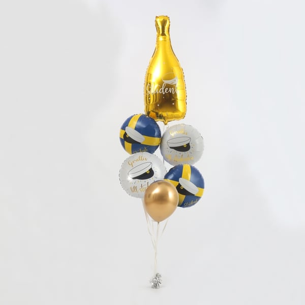 Ballong Student Flaska Guld Folie