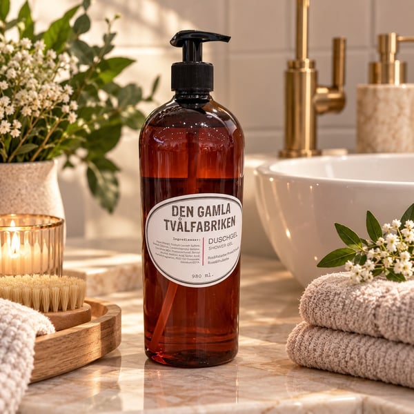 Duschgel med pumpflaska Ros/Rabarber 1000 ml