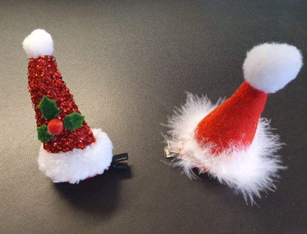 Hiusklipsi Joulupukin hattu punainen/glitter 2 kpl 10 cm