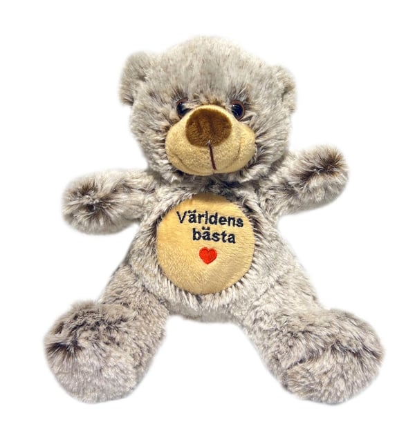 Nalle Världens bästa Grå 20 cm