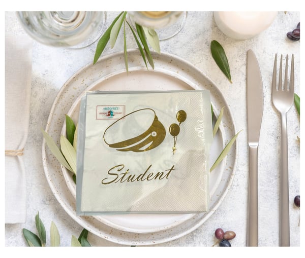Servetter Student Vit Guld 20-pack