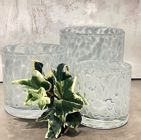 Lysestage Grå Mønstret Glas 10x10 cm