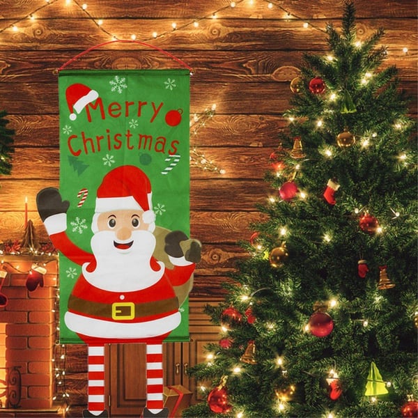 God jul flagg jul hengende banner dørdekor - julenissen