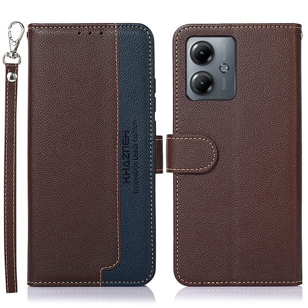 Motorola Moto G14 KHAZNEH Lommebok - deksel - Brun/Blå