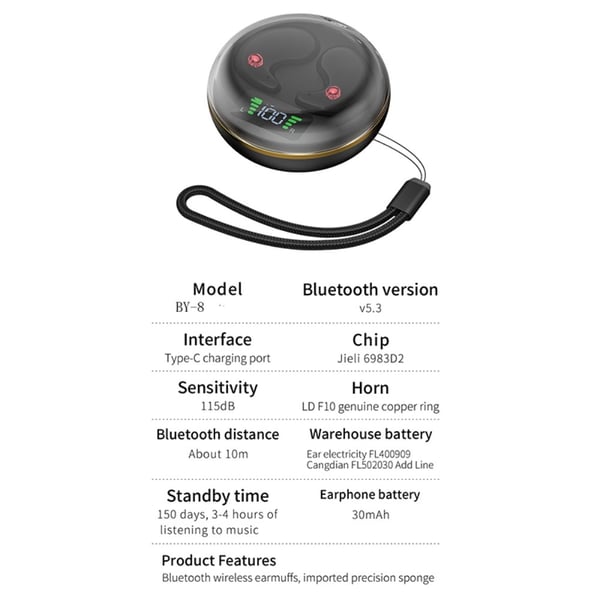 Sleep - hovedtelefoner Bluetooth I øret til at sove med - Lyserød