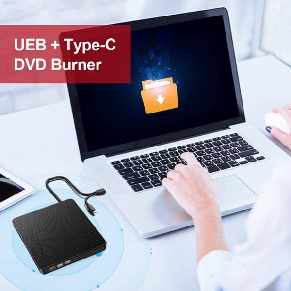 Ultratynn USB 3.0+Type - C DVD - stasjon Ekstern CD - leser VCD - brenner