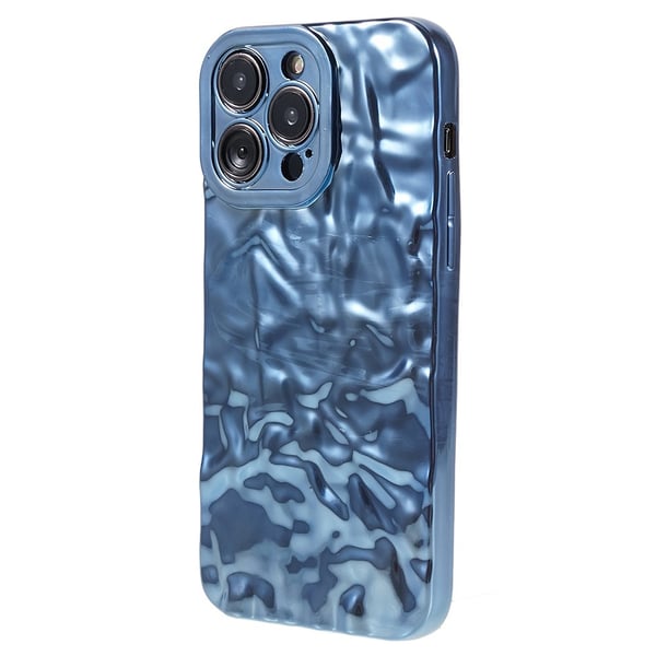 Til iPhone 15 Pro Max TPU - deksel Elektrobelagt Rynket - Blå