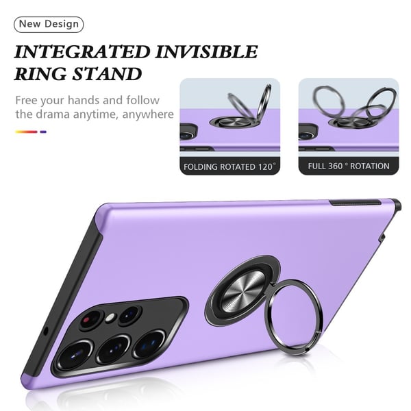 Samsung Galaxy S24 Ultra Hybrid Deksel Med Fingerring - Lilla