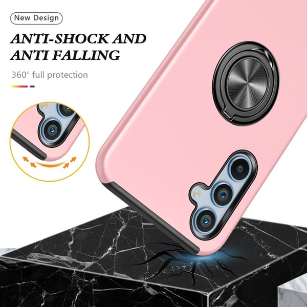 Samsung Galaxy S24 / S25 Hybrid Deksel Med Fingerring - Rosa