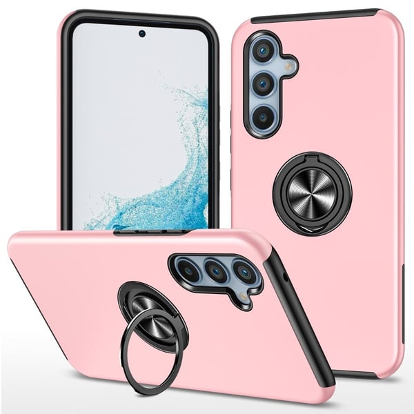 Samsung Galaxy S24 / S25 Hybrid Deksel Med Fingerring - Rosa