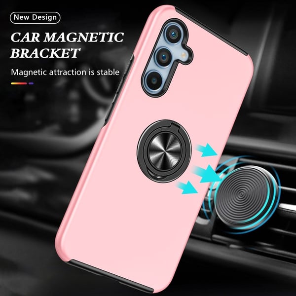 Samsung Galaxy S24 / S25 Hybrid Deksel Med Fingerring - Rosa