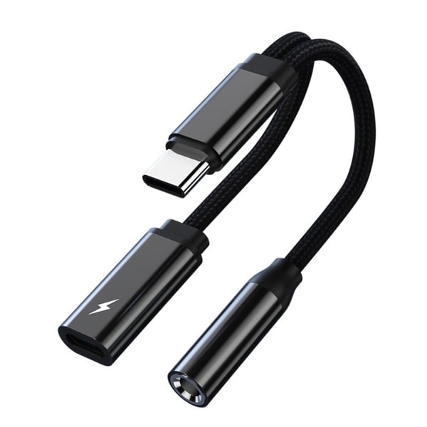 USB - C han til 3,5 mm + USB - C hun telefonadapter AUX splitter