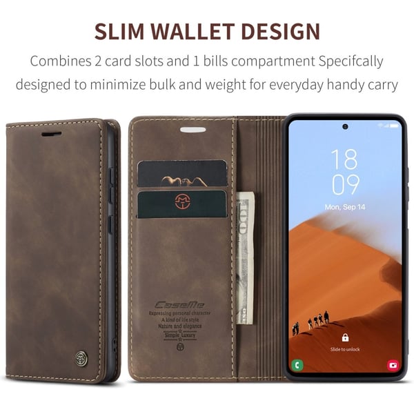 CASEME Lommebok - deksel Samsung Galaxy S23 FE - Kaffe