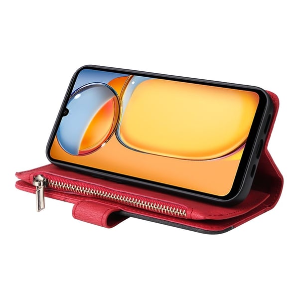KT Wallet Case til Xiaomi Redmi 13C - Rød - sort