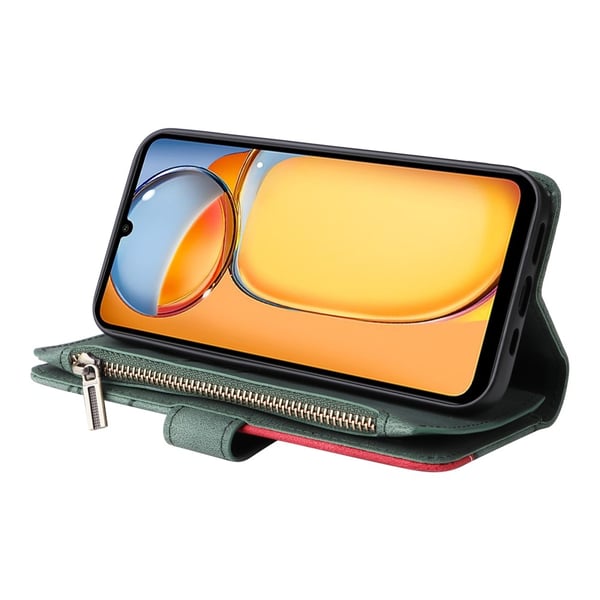 KT Wallet Case til Xiaomi Redmi 13C - Grøn - Rød