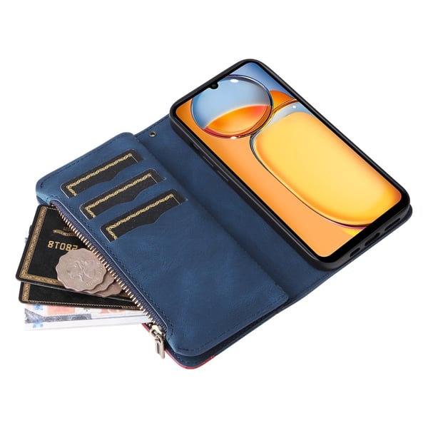 KT Wallet Case til Xiaomi Redmi 13C - Blå - Rød