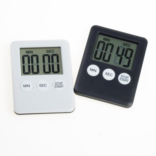 Tynd Køkken Timer Timer Storskærm Digital Magnetisk Nedtælling - Hvid