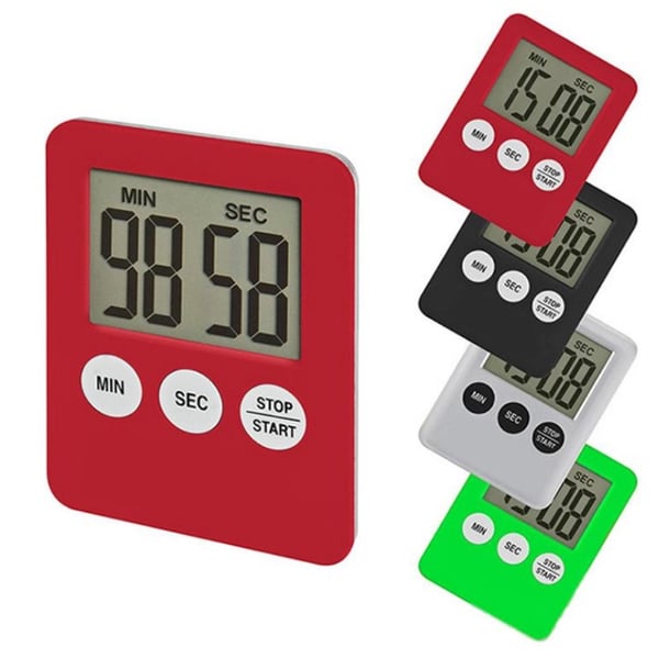 Tynd Køkken Timer Timer Storskærm Digital Magnetisk Nedtælling - Sølv