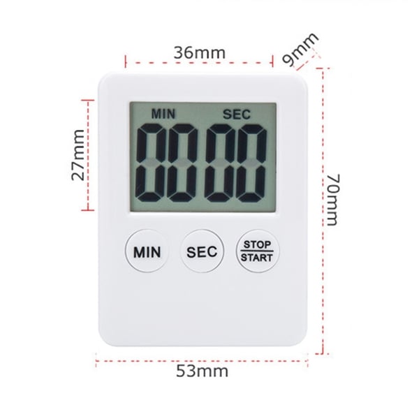 Tynd Køkken Timer Timer Storskærm Digital Magnetisk Nedtælling - Sølv