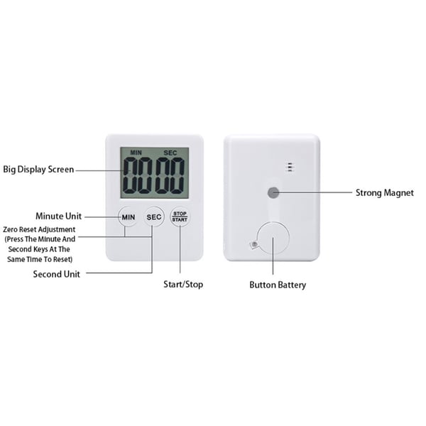 Tynd Køkken Timer Timer Storskærm Digital Magnetisk Nedtælling - Mørkeblå
