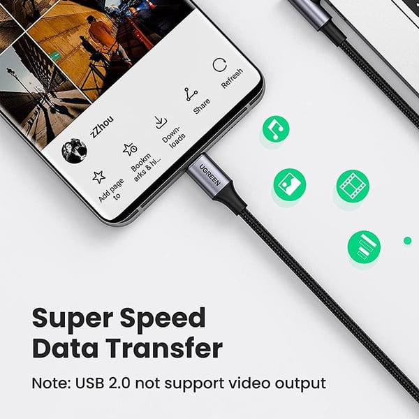 UGREEN 1m 100W hurtigladekabel USB - C datakabel buet