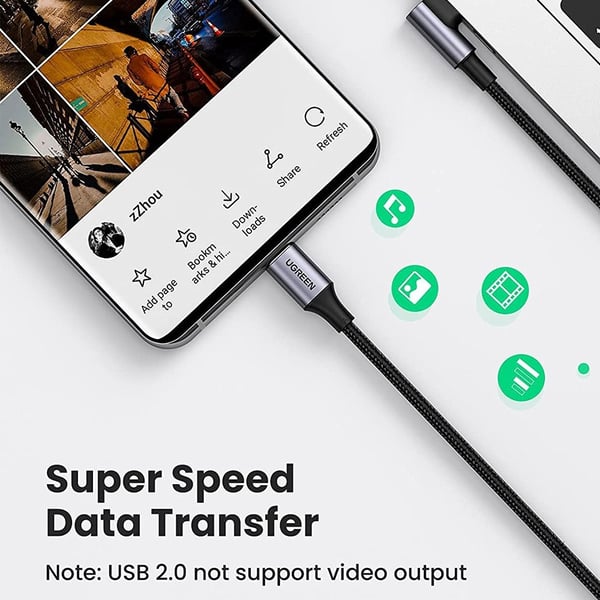 UGREEN 2m 100W hurtigladekabel USB - C datakabel buet