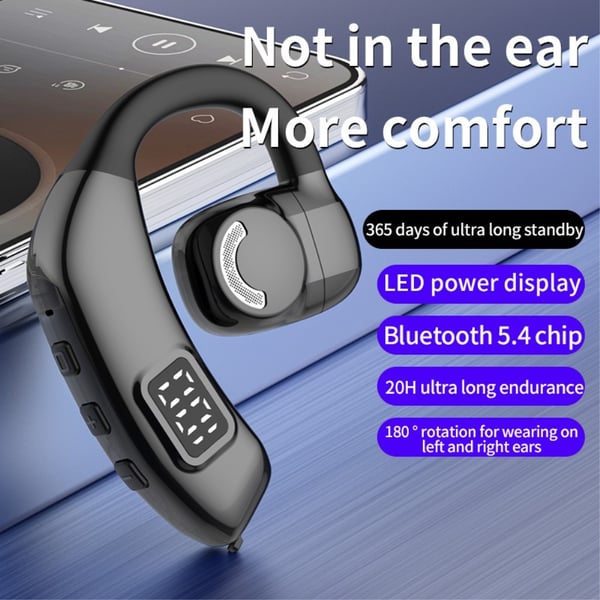 Bluetooth 5.4 Single in - Ear hovedtelefoner trådløs krog - sort