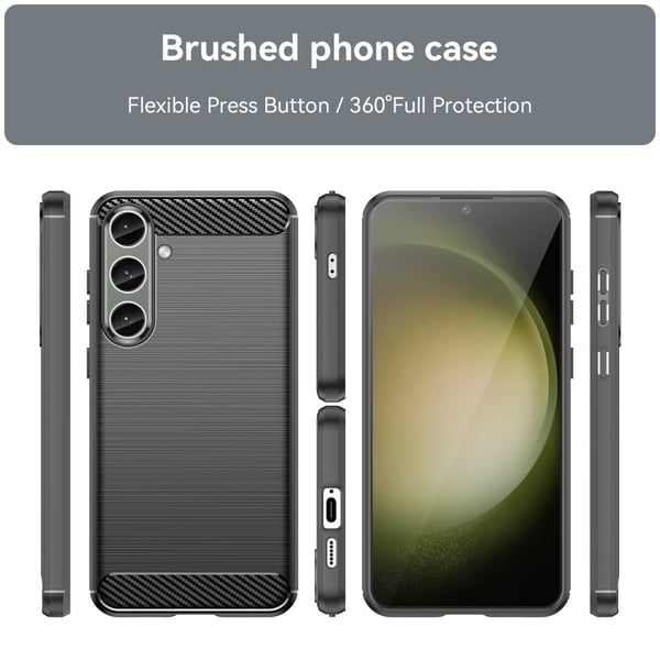 Samsung Galaxy S24+ Karbonfiber Teksturdeksel - Svart