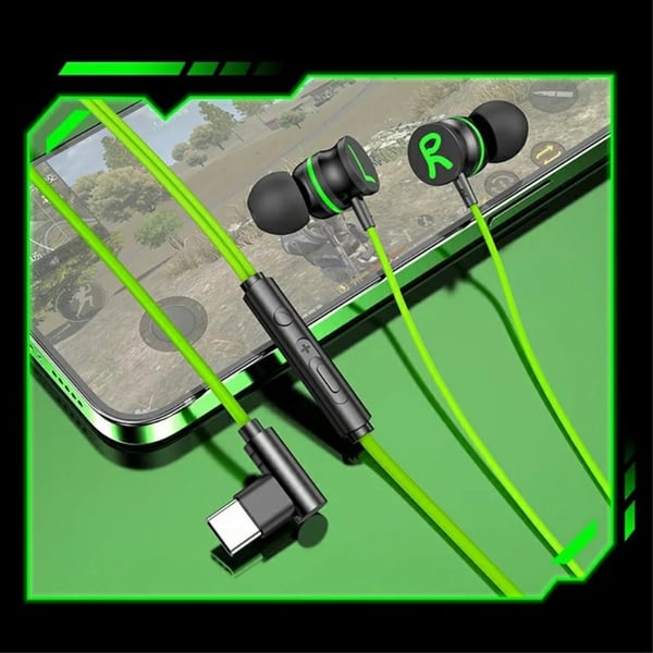 USB - C øretelefoner med mikrofon magnetiske in - ear spillhodetelefoner - grønn