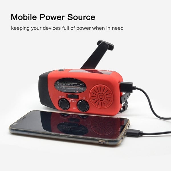 Käsikampi Solar FM / AM Radio taskulamppu NOAA Power Bank