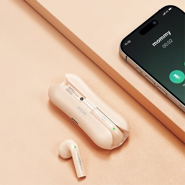 WEKOME Hodetelefoner Ørepropper Bluetooth 5.3 Stereo Hodetelefoner - Beige