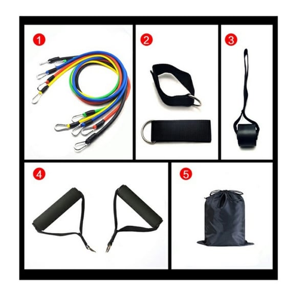 11stk/sett Fitness Resistance Band Trening Hjemmegymtrening