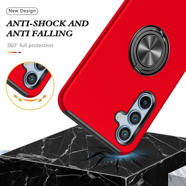 Samsung Galaxy A55 Hybrid Deksel Med Fingerring - Rød