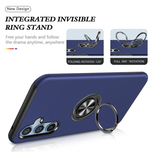 Til Samsung Galaxy A55 Hybrid Deksel Med Fingerring - Blå