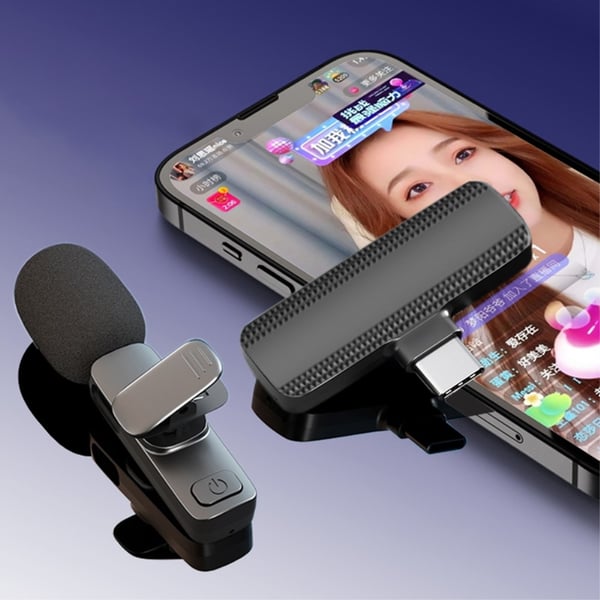 Trådløs Lavalier Lapel Microphone & Receiver til USB - C 2 +1