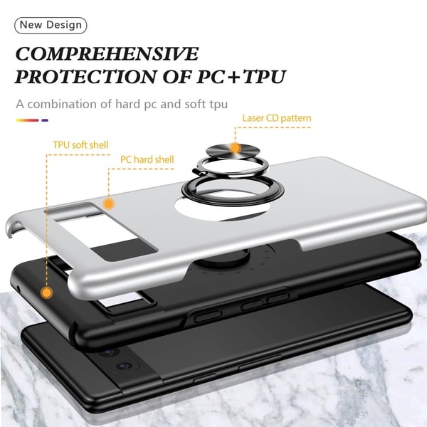 Til Google Pixel 8a Fingerring Kickstand Hybrid Taske