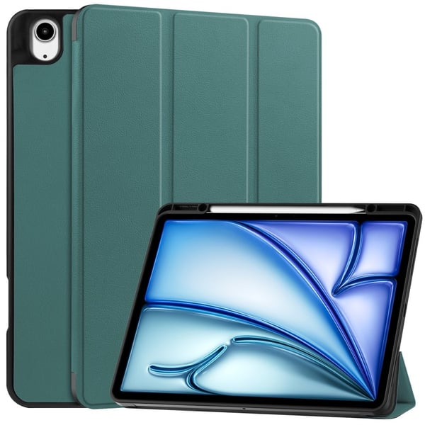 Til iPad Air 13 (2024) Slim Fit Tri - Foldbart Etui Pennebrett - Grønn