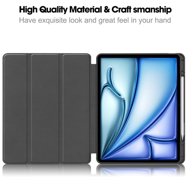 Til iPad Air 13 (2024) Slim Fit Tri - Foldbart Etui Pennebrett - Grå