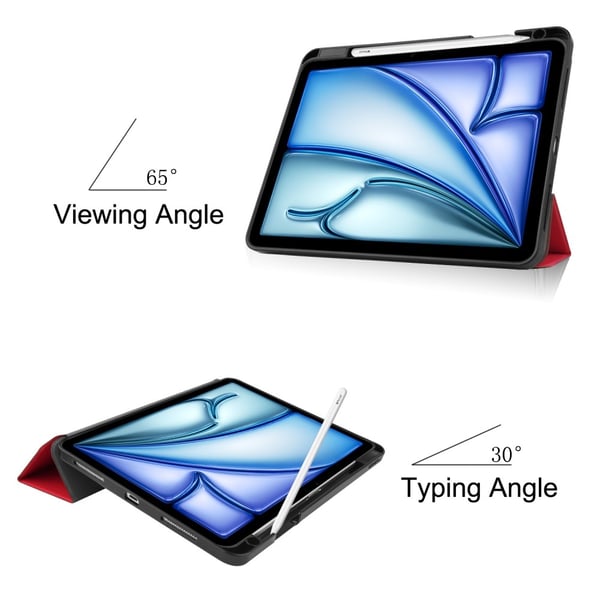Til iPad Air 11 (2024) Slim Fit Tri - Foldbart Etui Pennebrett - Rød
