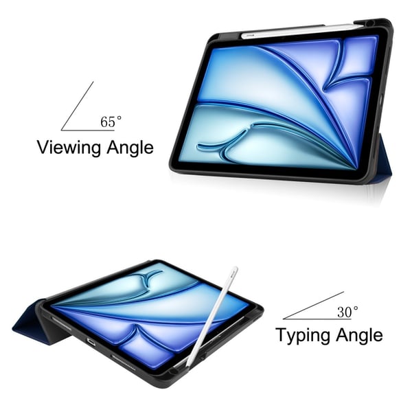 Til iPad Air 11 (2024) Slim Fit Tri - Foldbart Pennebrett - Mørkeblå
