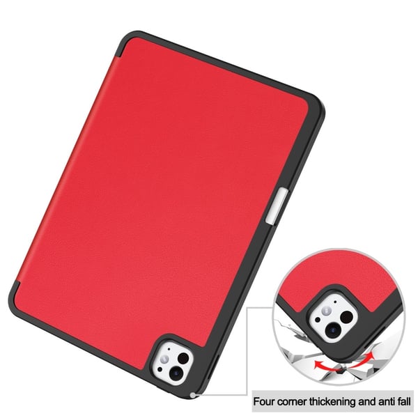 Til iPad Pro 11 (2024) Slim Fit Tri - Foldbart Etui Pennebrett - Rød