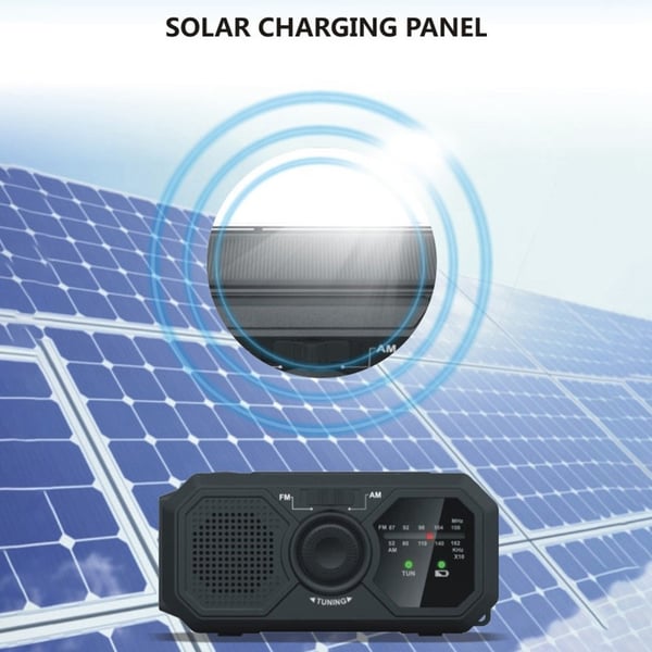 Vær AM/FM - radio Solhåndholdt 1200mAh PowerBank lommelykt