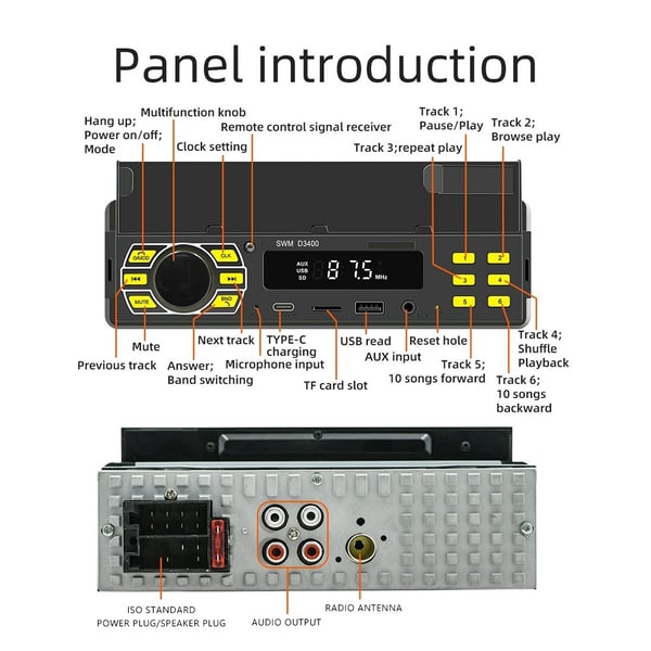 Bluetooth Stereo Bilstereo FM - radio MP3 - spiller Telefonholder