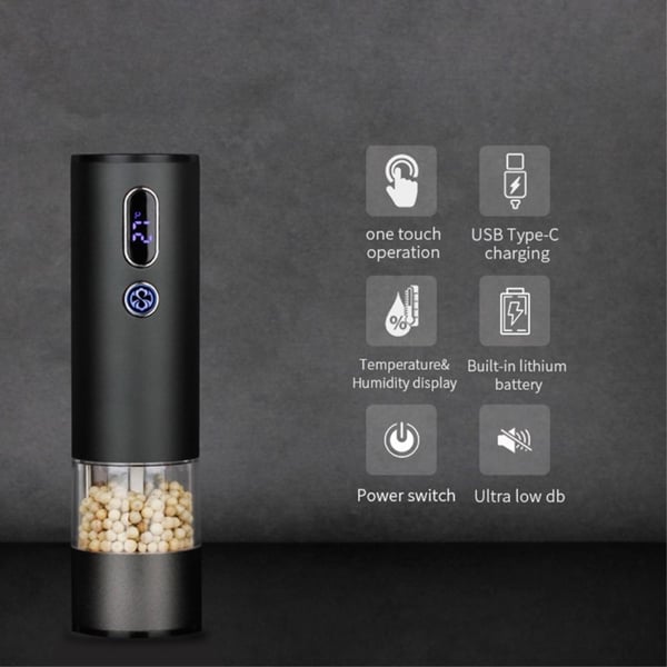 Salt Pepper Krydderkvern Batteridrevet med LED - lys